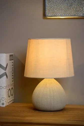 Настольная лампа RAMZI 47506/81/38 Lucide бежевая 1 лампа, основание бежевое керамика в стиле кантри  фото 2